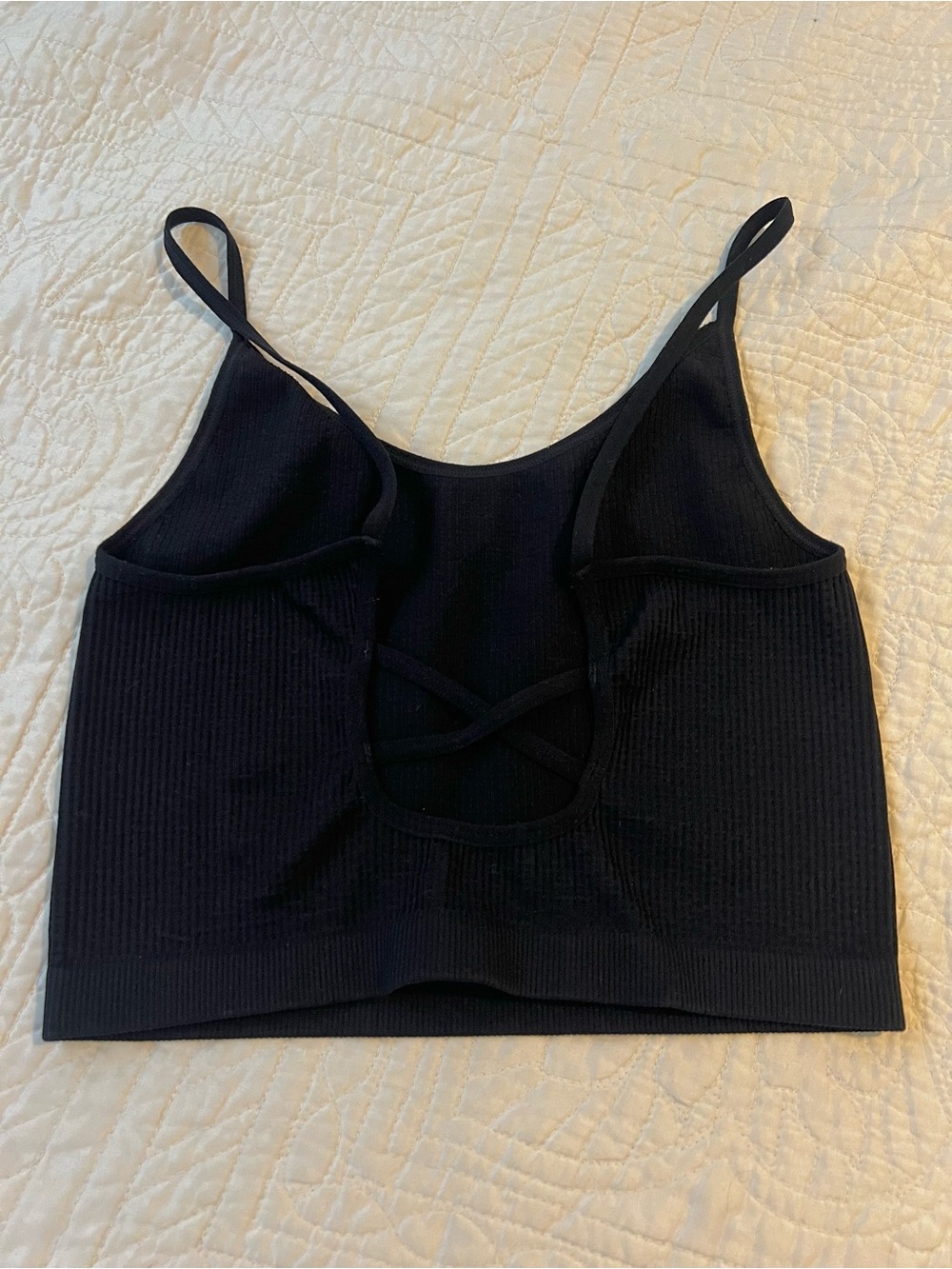 Black Ribbed Open-back Tank - Picture 3 of 3